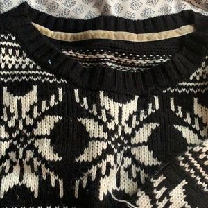 A black and white sweater